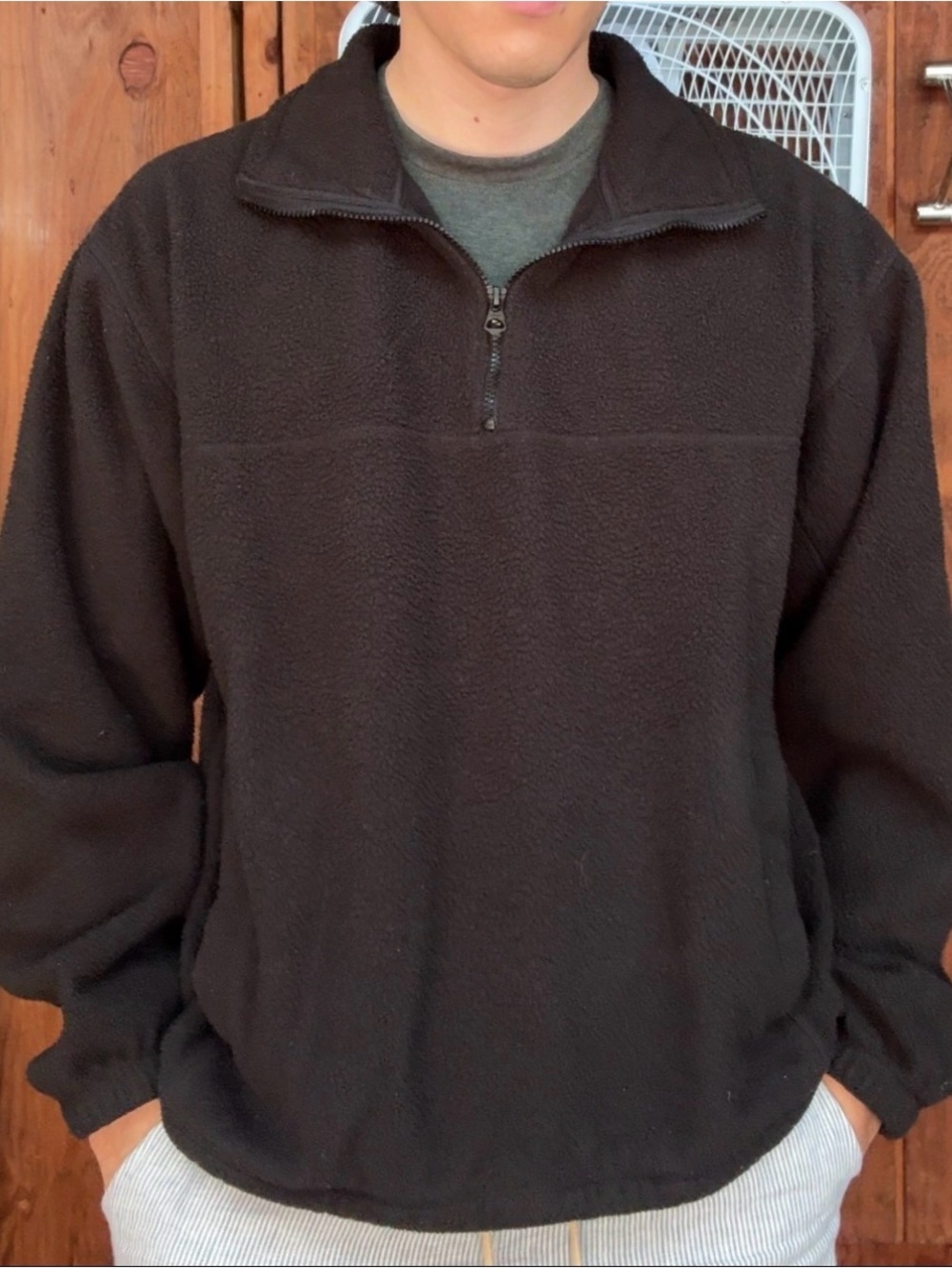 Weekday Men's Black Half-Zip Fleece Pullover